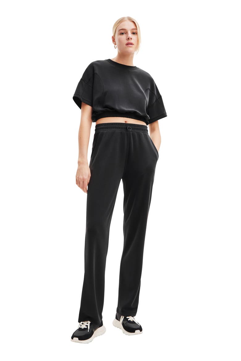 Short Sleeve Crop Sweatshirt, Alternate, color, BLACK