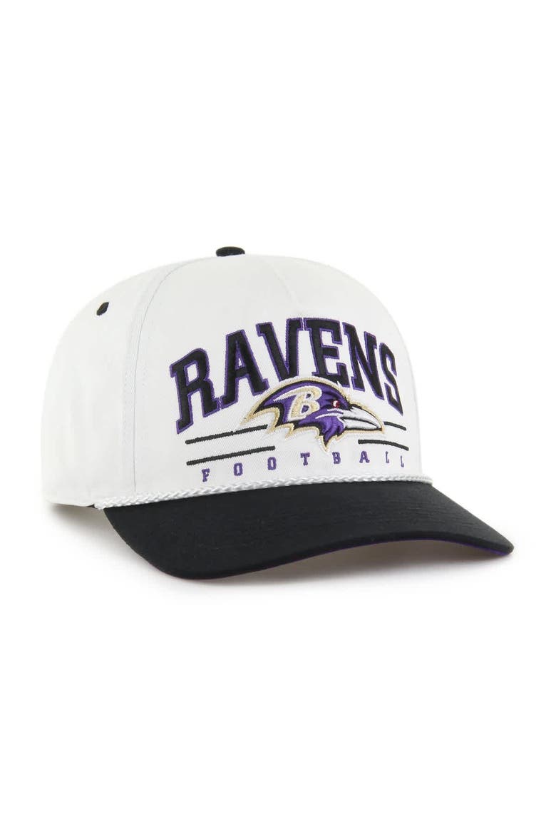Men's '47 White/Black Baltimore Ravens Roscoe Two-Toned Hitch Adjustable Hat, Alternate, color, White