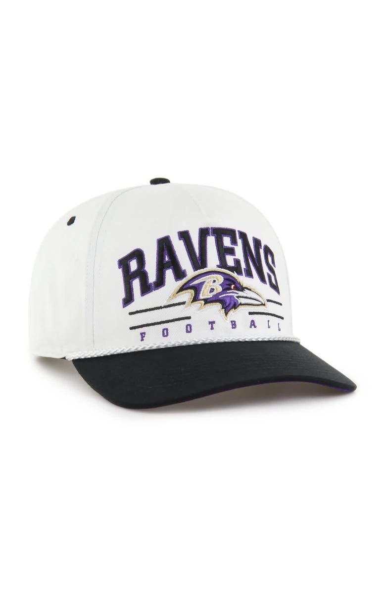 '47 Men's '47 White/Black Baltimore Ravens Roscoe Two-Toned Hitch Adjustable Hat, Alternate, color, 
