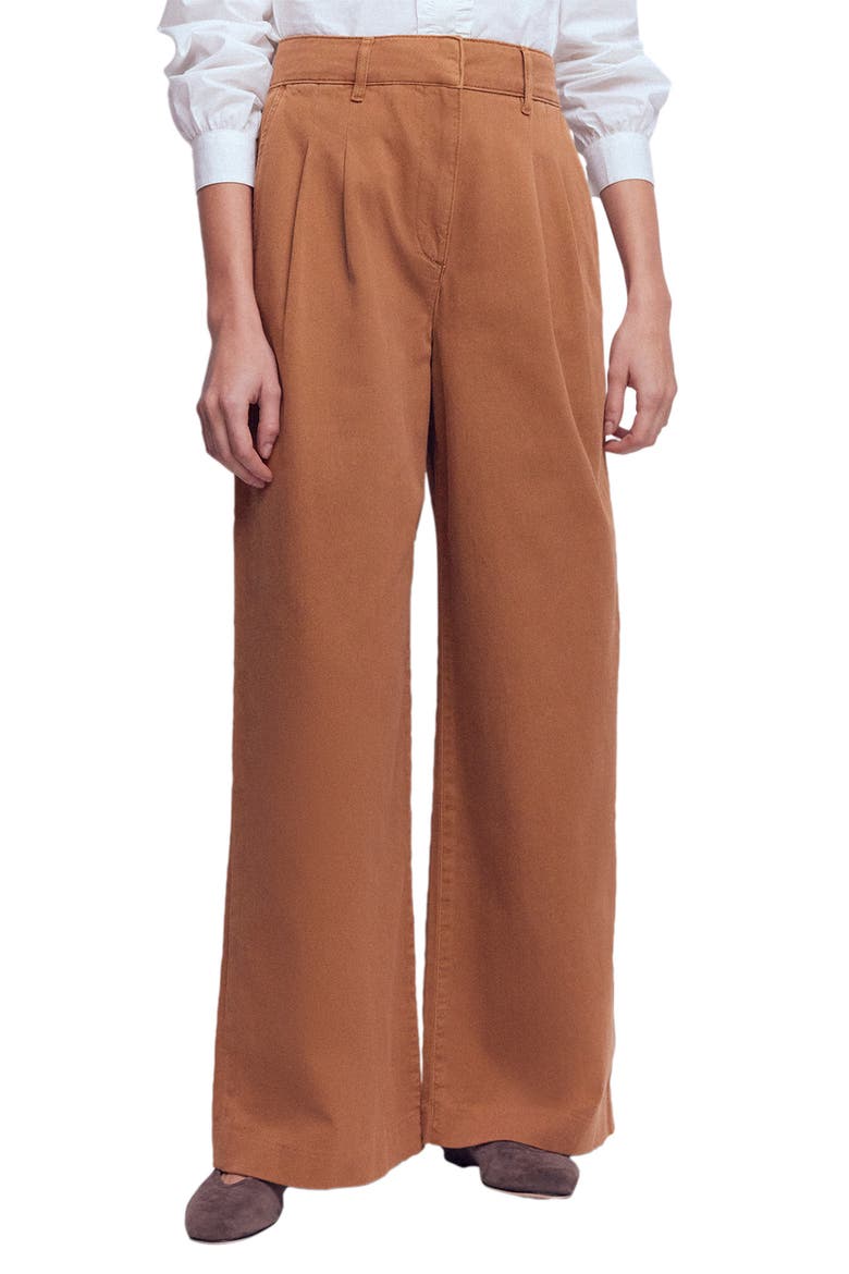 Kensington Wide Leg Cotton Pants, Main, color, ARGAN OIL