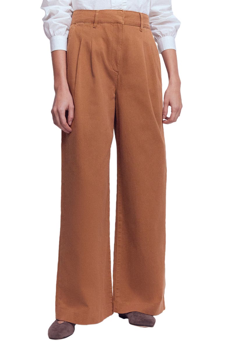 Boden Kensington Wide Leg Cotton Pants, Main, color, Argan Oil