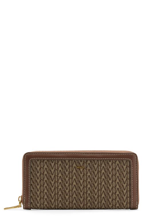 Mango Large Logo Jacquard Zip Wallet In Brown