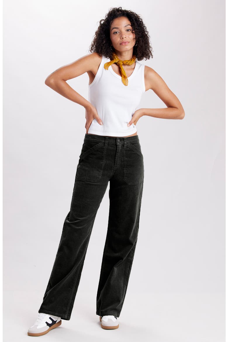 Marcie High Waist Wide Leg Corduroy Pants, Alternate, color, BLACK