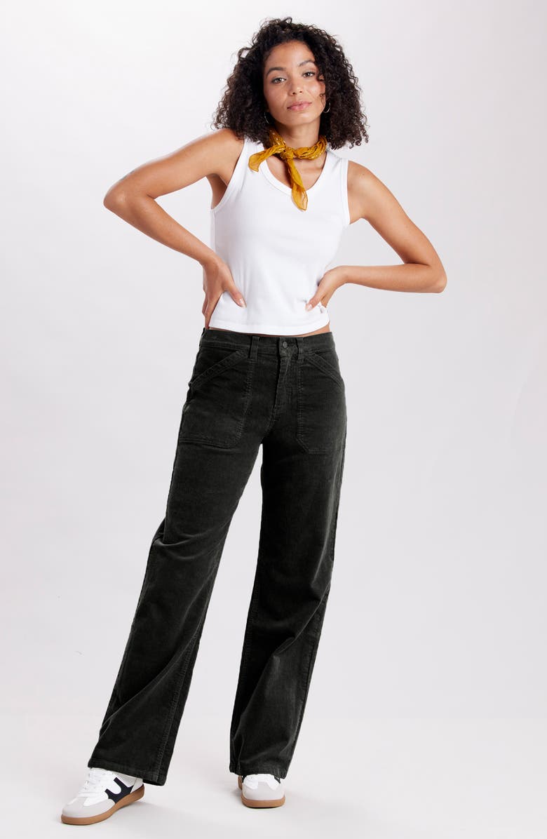 SUPPLIES BY UNIONBAY Marcie High Waist Wide Leg Corduroy Pants, Alternate, color, Black