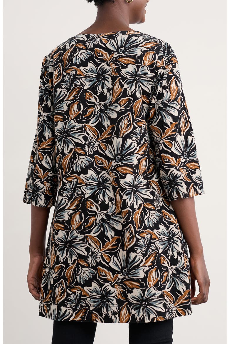 Port Gaverne Floral Organic Cotton Pincord Tunic, Alternate, color, MALLOW BLOOMS ONYX