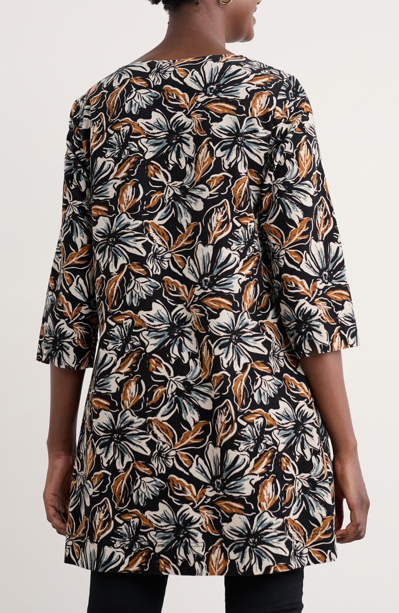 Seasalt Cornwall Port Gaverne Floral Organic Cotton Pincord Tunic, Alternate, color, Mallow Blooms Onyx