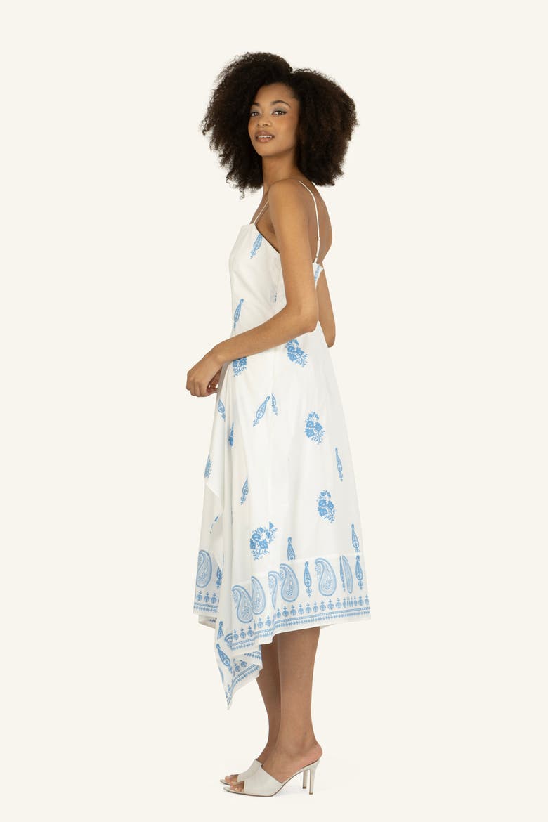 Rosetta Dress, Alternate, color, Off-White with Blue Embroidery