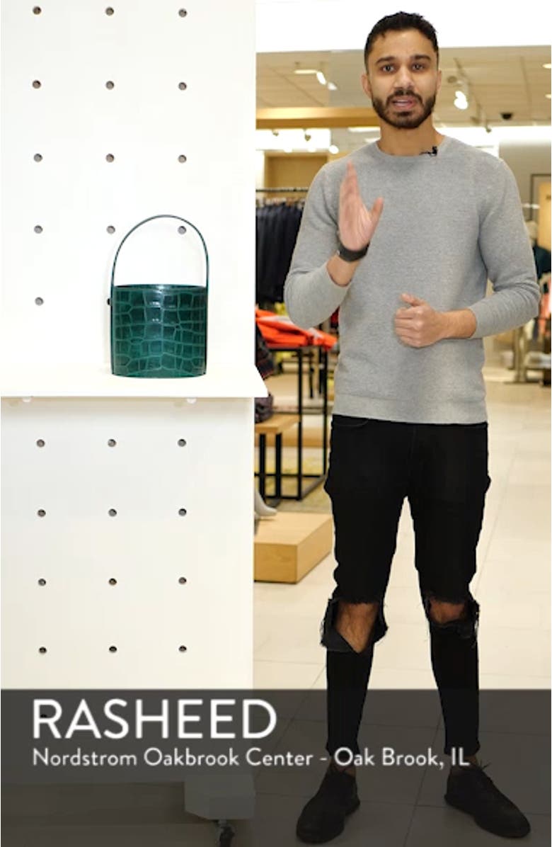 Bissett Croc Embossed Leather Bucket Bag, sales video thumbnail