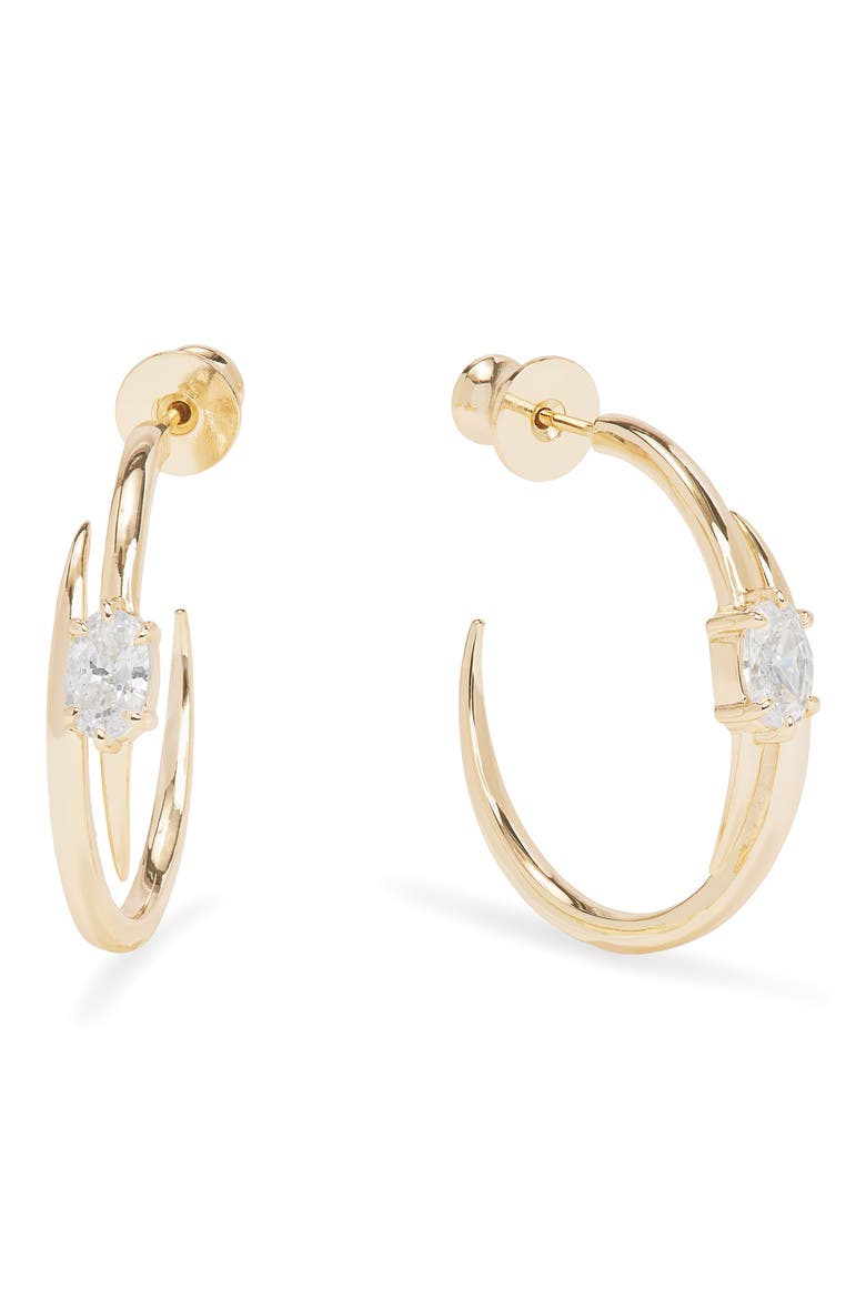 She's On Point Lasso Hoop Earrings, Main, color, GOLD-WHITE