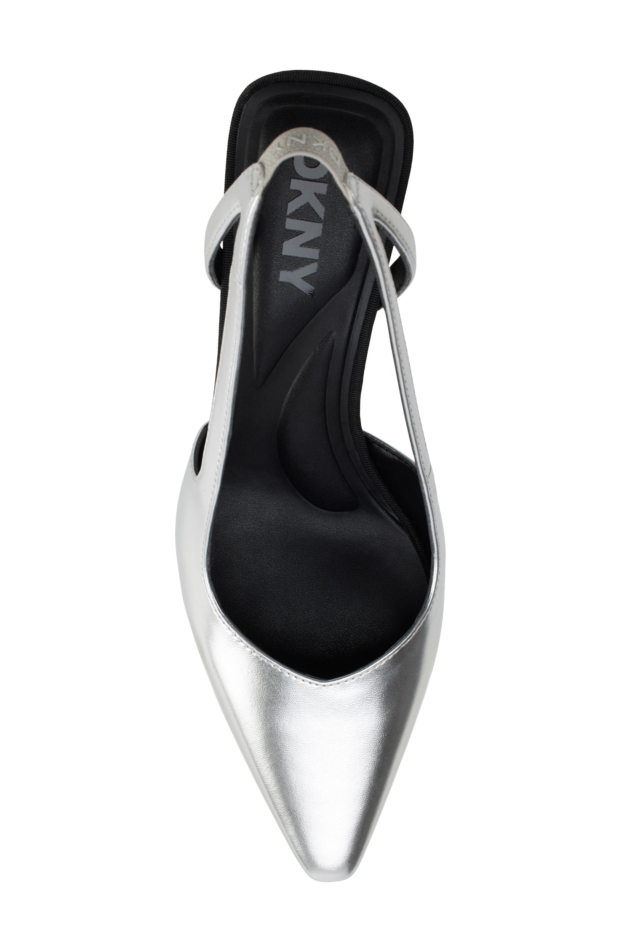 DKNY Carson Pointed Toe Slingback Pump, Alternate, color, Silver