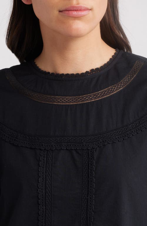 Shop Treasure & Bond Lace Detail Long Sleeve Shift Dress In Black