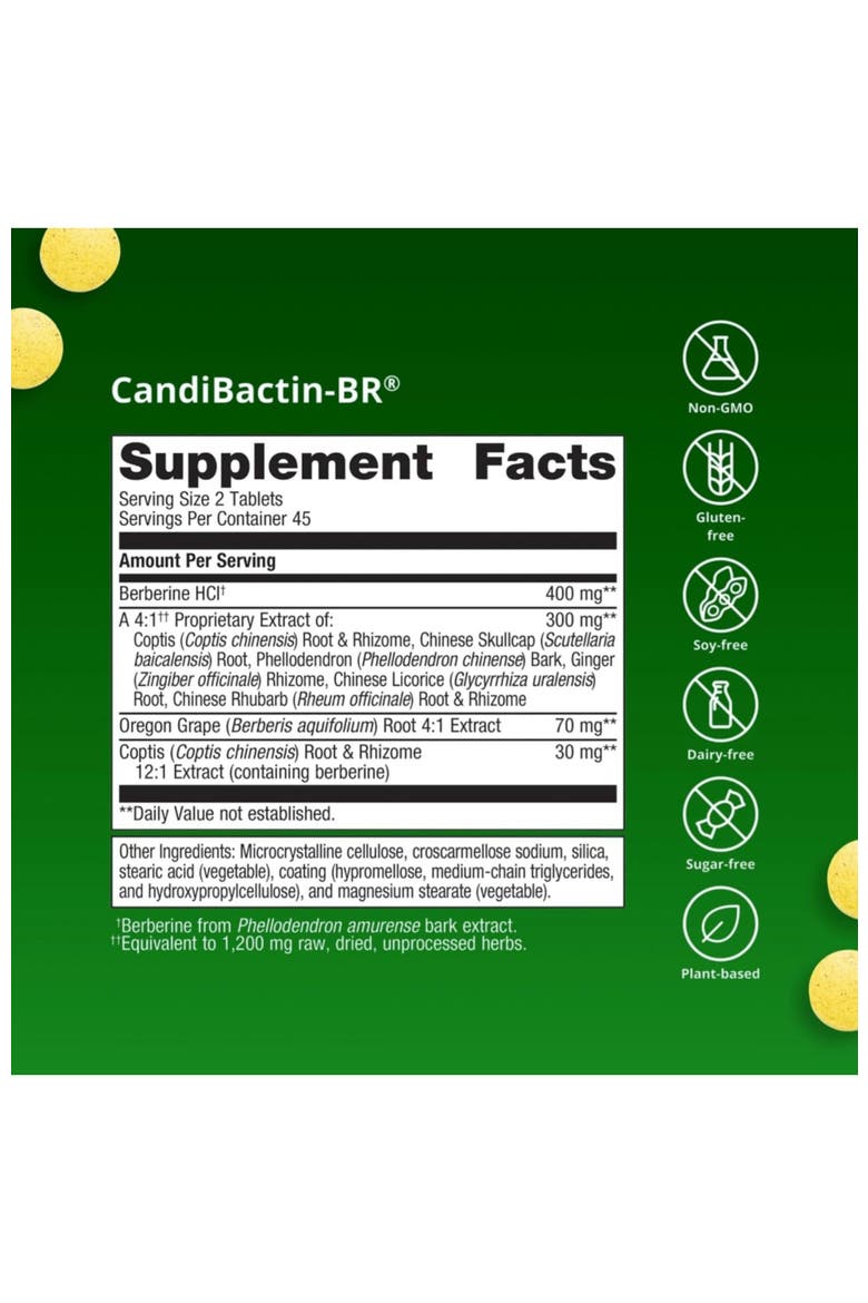CandiBactin BR Concentrated Berberine Intestinal Support Supplement 90 Tablets, Alternate, color, None