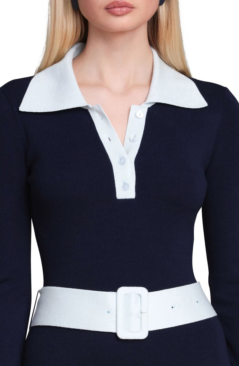 Avec Les Filles Long Sleeve Polo Dress, Alternate, color, Navy Colorblock