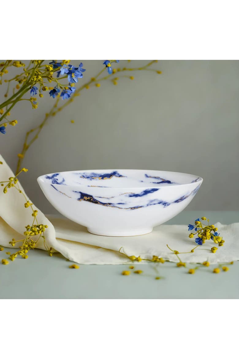 Marble Azure Serving Bowl, Alternate, color, White
