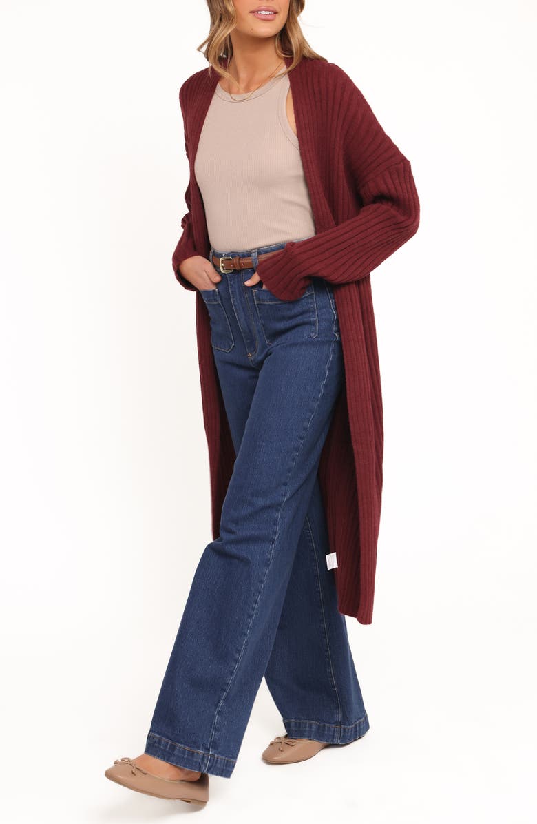 Petal & Pup Jasmia Rib Longline Cardigan, Alternate, color, Wine