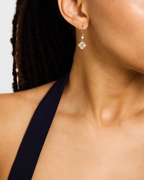 Jan Leslie Petal Gemstone With 18k Gold Overlay Sterling Drop Earring In White