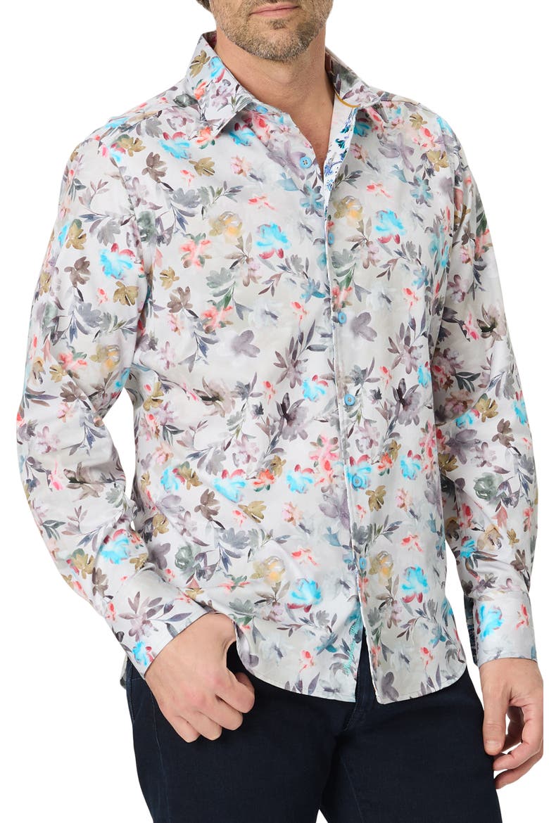 Shadbush Floral Stretch Cotton Shirt, Main, color, MULTI