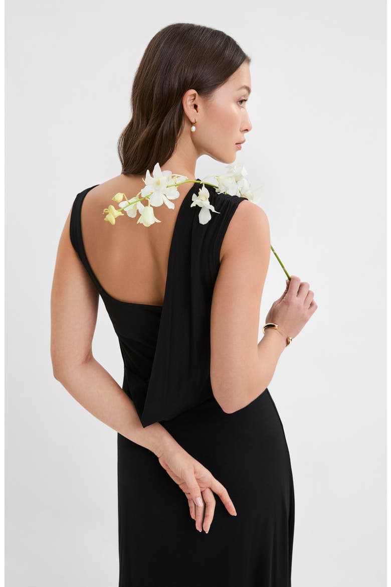 Laurel Sleeveless Stretch Jersey Gown, Alternate, color, BLACK