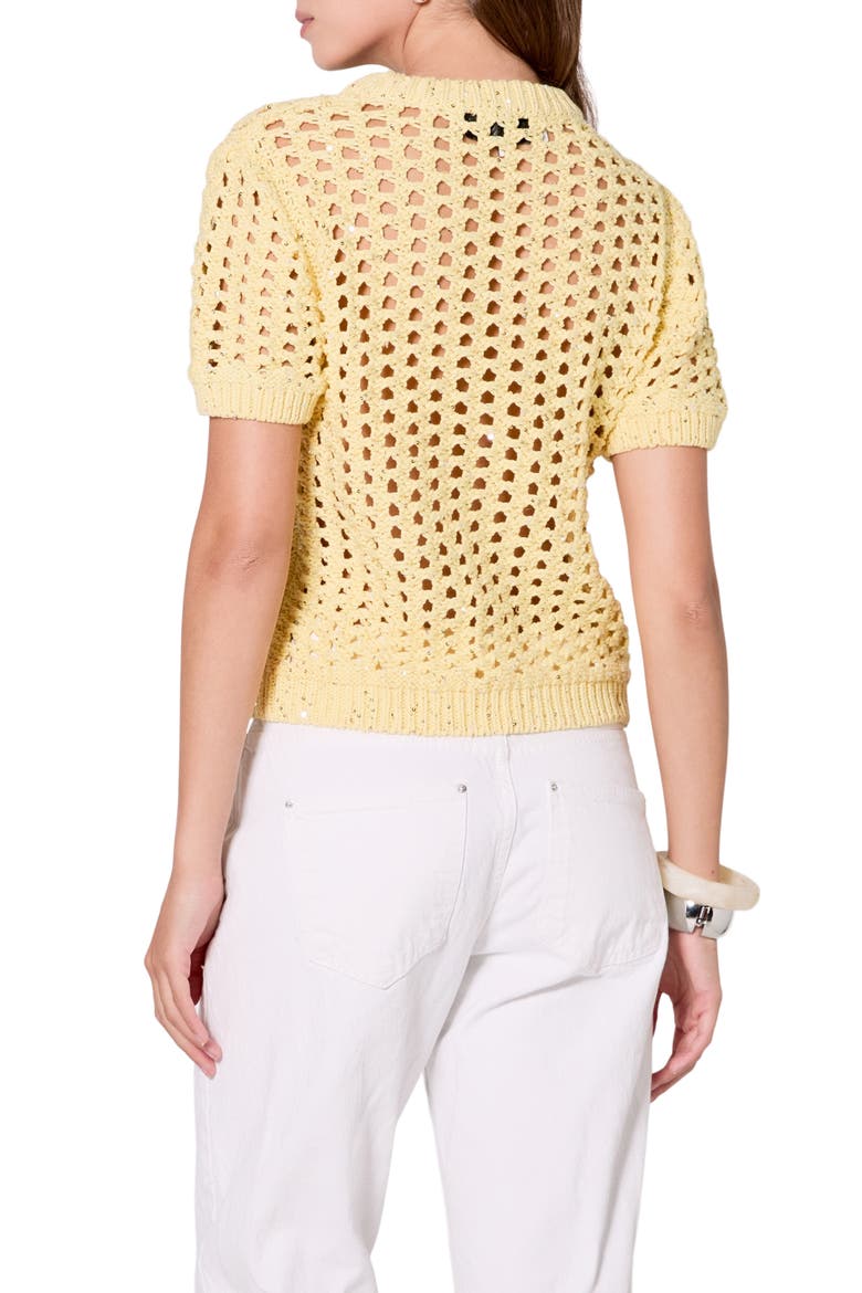 Sequin Open Stitch Sweater, Alternate, color, BUTTER