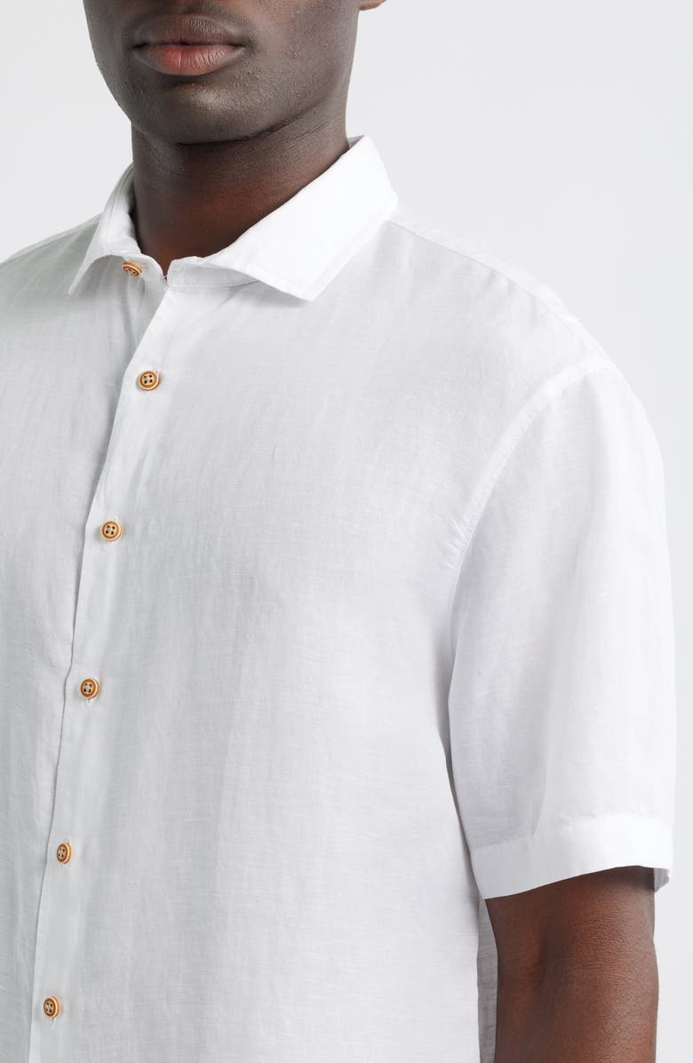 johnnie-O Gianna Hangin' Out Short Sleeve Linen & Lyocell Button-Up Shirt, Alternate, color, White