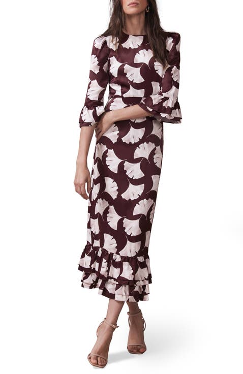 Leaf Print Midi Dress