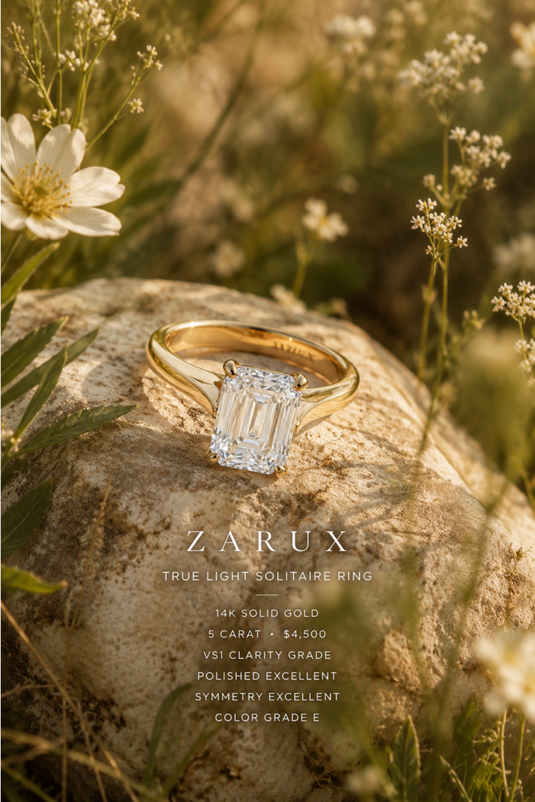 TrueLight Solitaire Ring, Alternate, color, Yellow Gold