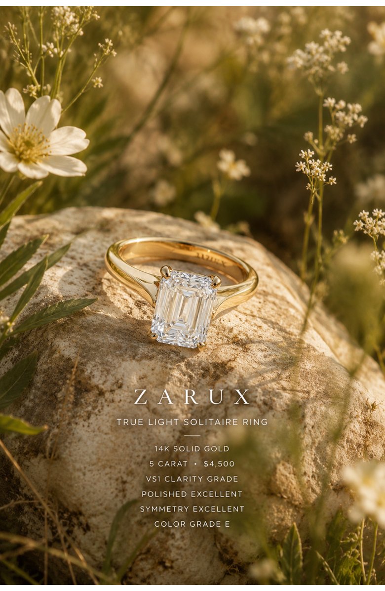 ZARUX TrueLight Solitaire Ring, Alternate, color, Yellow Gold