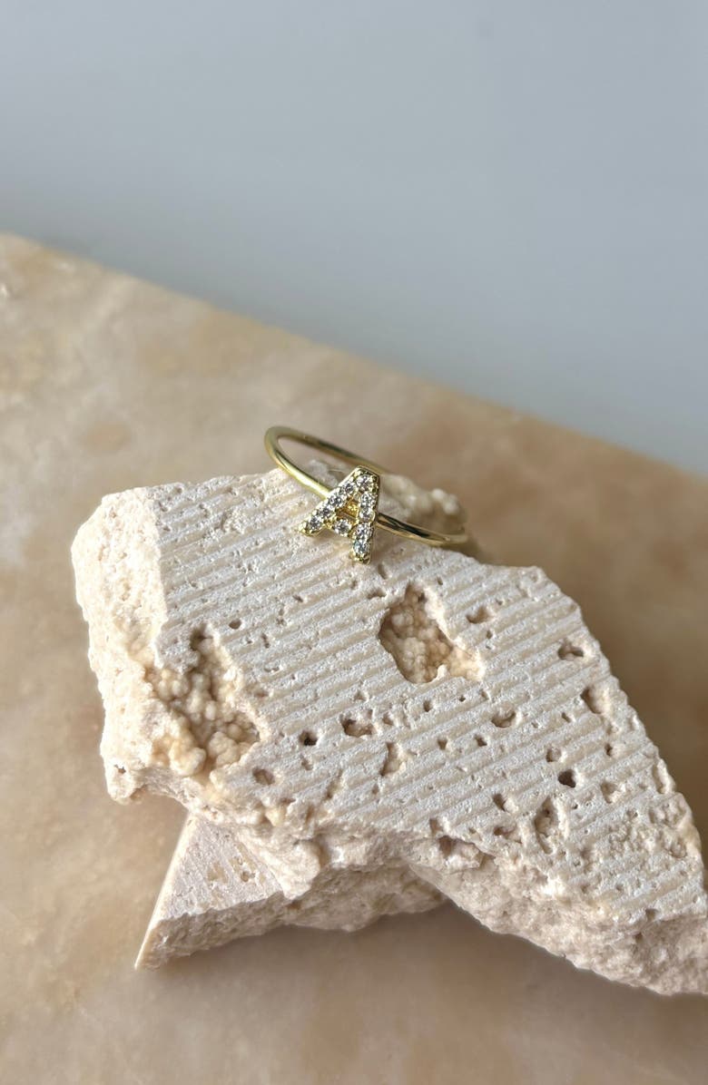 Adornia Pavé CZ Initial Charm Ring, Alternate, color, Gold -A