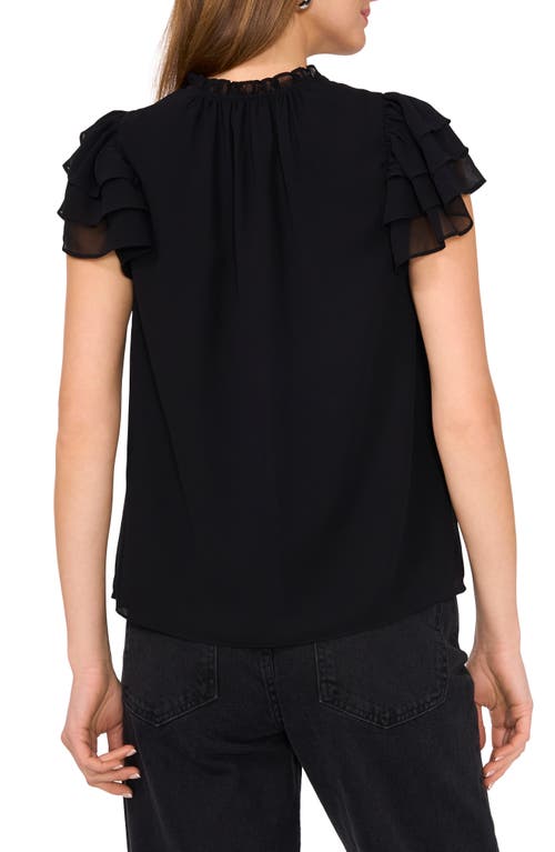 1.state Ruffle Flutter Sleeve Top In Rich Black