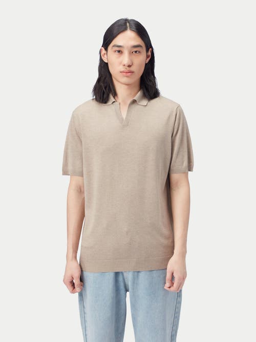 Gobi Mongolian Cashmere Silk Cashmere Polo Shirt In Nomad