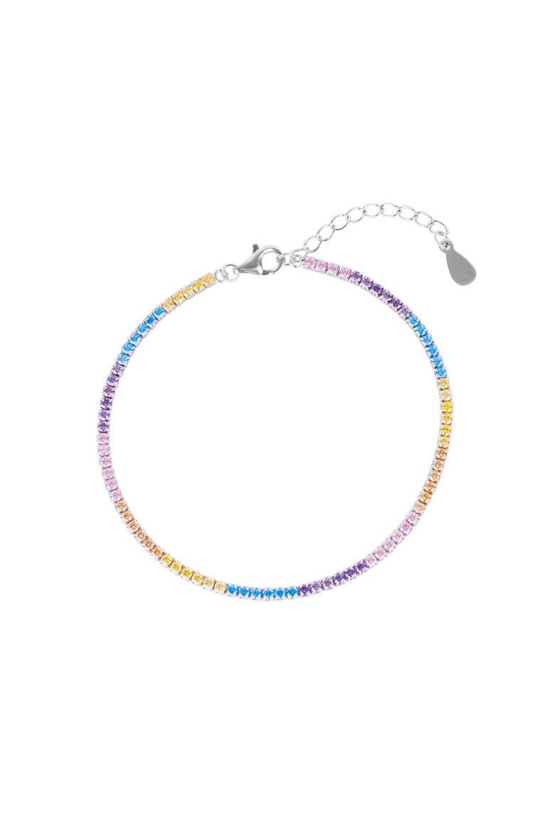 Pastel Color Colourful Sterling Silver Tennis Bracelet, Main, color, Silver