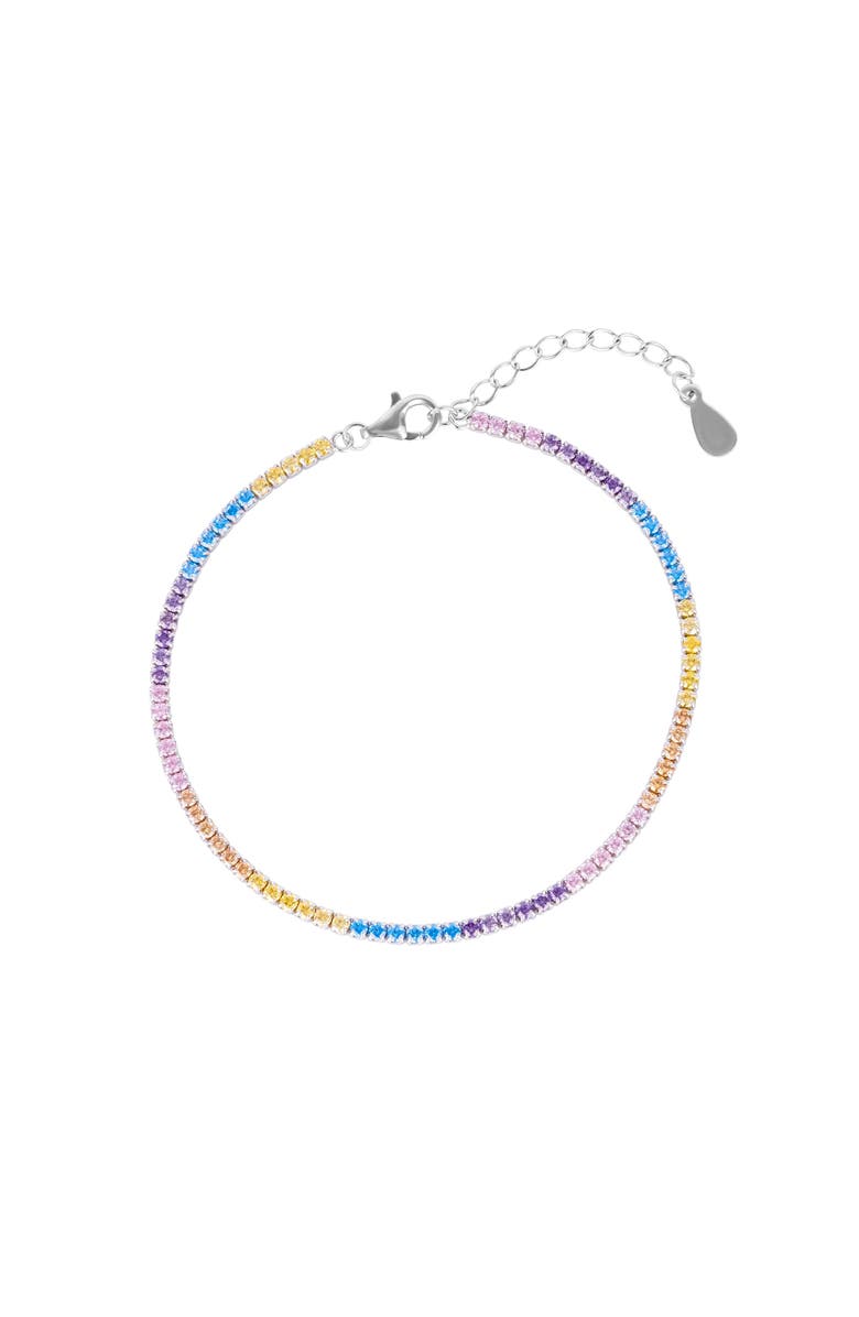 Spero London Pastel Color Colourful Sterling Silver Tennis Bracelet, Main, color, Silver