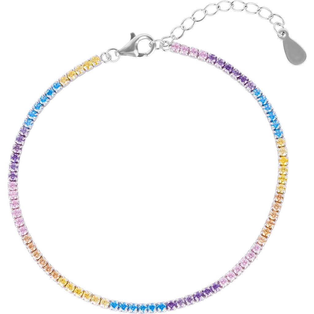 Spero London Pastel Color Colourful Sterling Silver Tennis Bracelet In Metallic