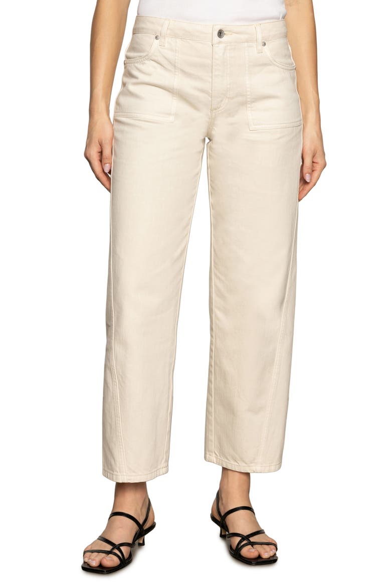District High Waist Barrel Leg Ankle Jeans, Main, color, WASHED SAN