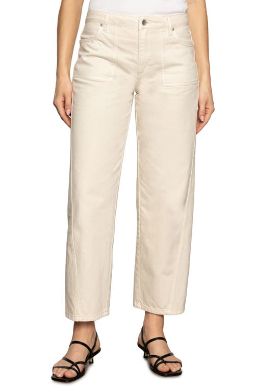 Sanctuary District High Rise Column Ankle Jeans In Washed Sandstone In White