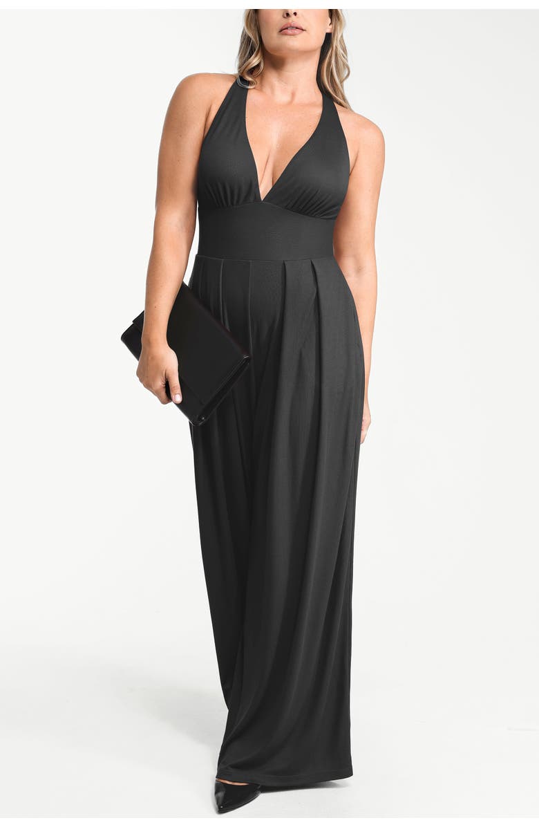 Shapellx AirSlim Deep Plunge Built-In Shaping Jumpsuit, Alternate, color, Black