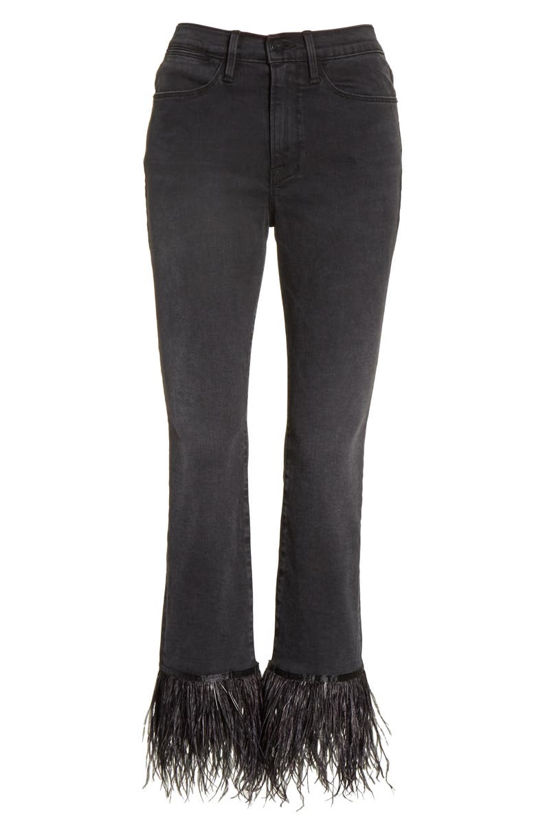 FRAME Le High Straight High Rise Feather Hem Jeans, Alternate, color, 