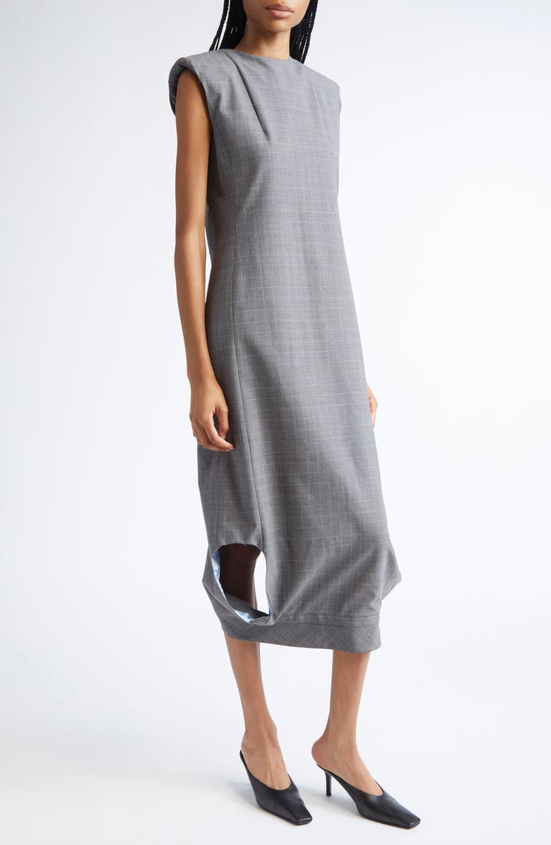 JULIE KEGELS Duany Plaid Wool Gabardine Dress, Alternate, color, Grey