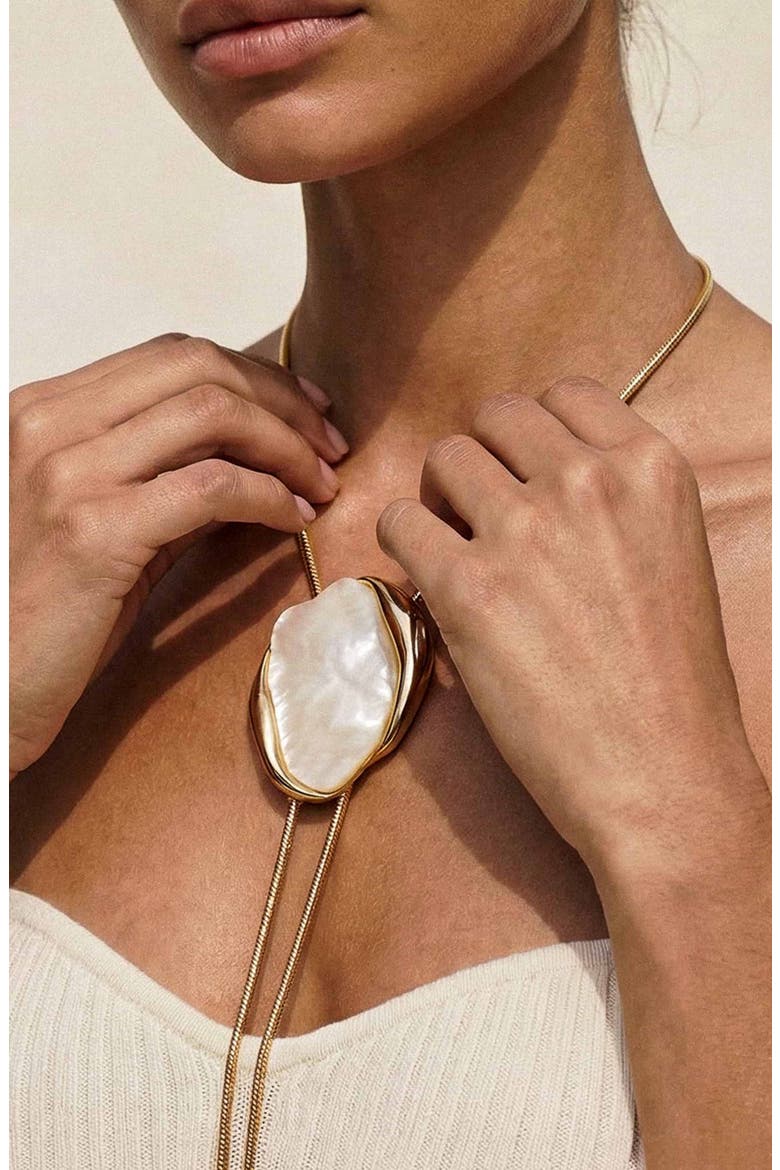 Stone Statement Bolo Necklace, Alternate, color, BONE