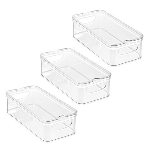 Stackable Fridge Organizer Bins with Lids - Set of 3  - Clear