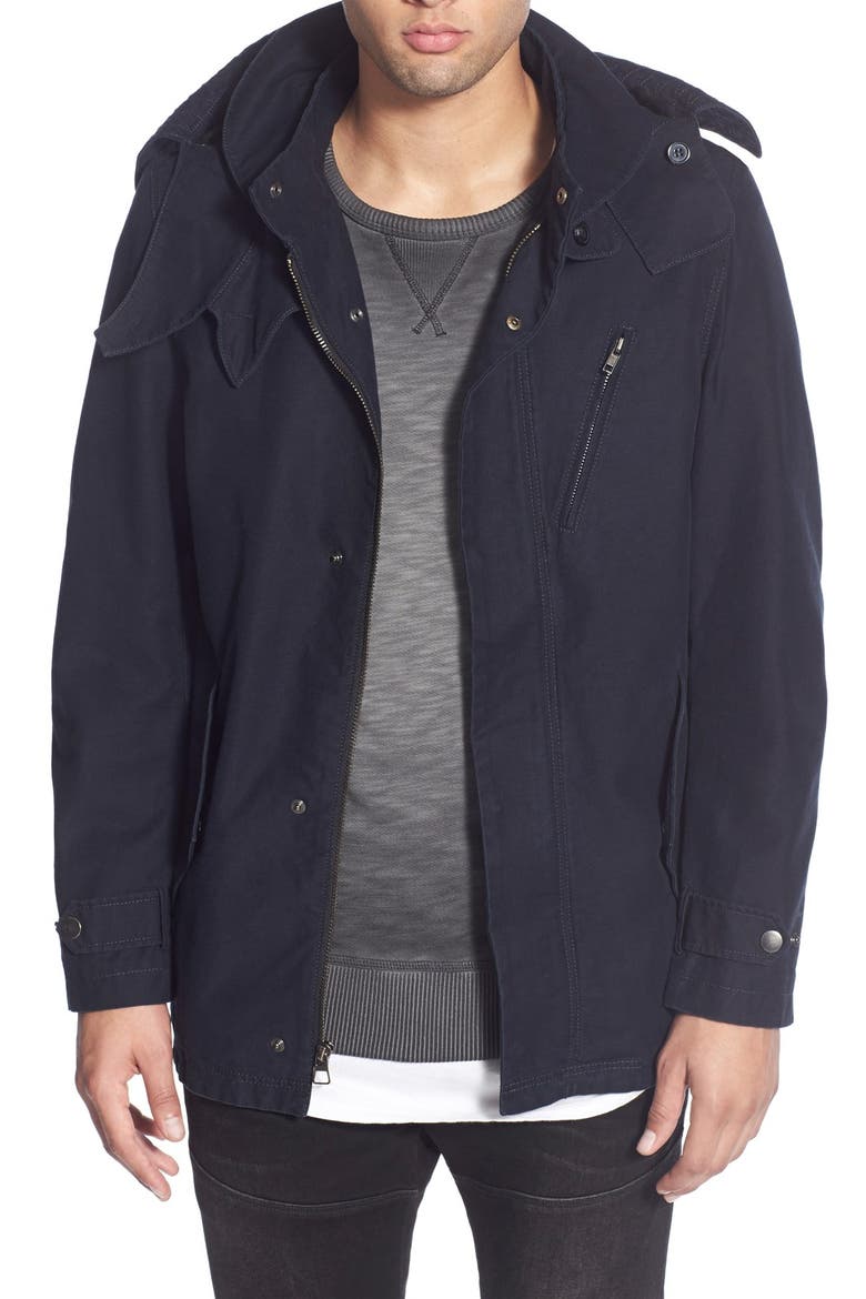 Treasure&Bond Diamond Stitched Hooded Jacket, Main, color, NAVY PEACOAT