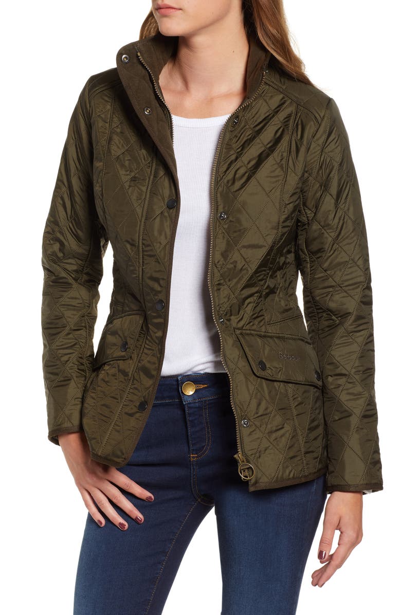 Barbour Cavalry Quilted Jacket, Main, color, Dk Olive/Olive