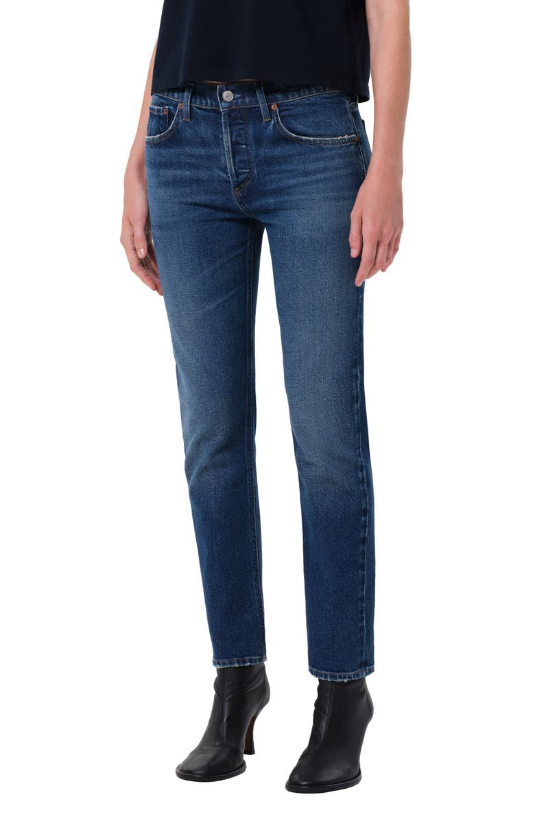 AGOLDE Cocktail Ankle Slim Straight Leg Jeans, Alternate, color, Outline