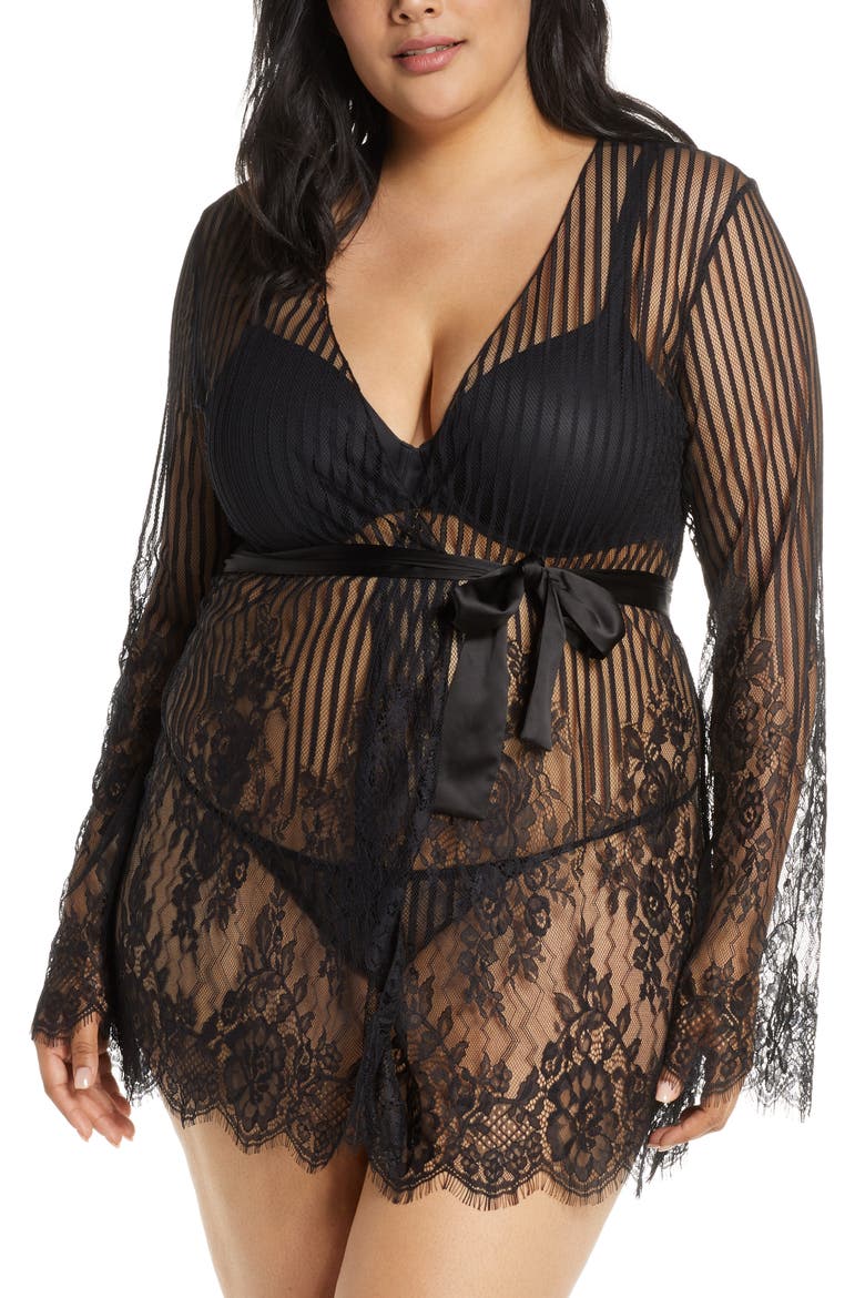 Luna Stripe Eyelash Lace Wrap, Main, color, BLACK