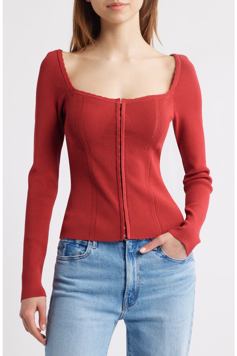 Agatha Rib Corset Top, Main, color, CRIMSON