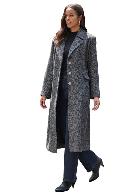 Plus Size Tailored Tweed Coat