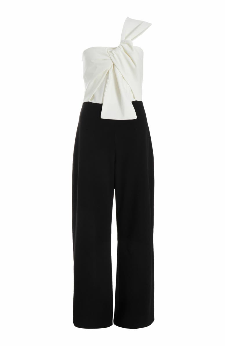 QUIZ One Shoulder Scuba Crepe Knot Front Jumpsuit, Alternate, color, 