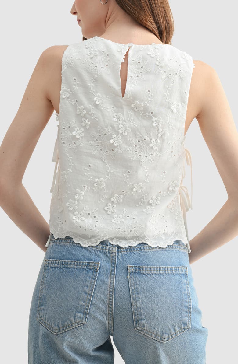 All in Favor Floral Eyelet Cotton Blend Tank, Alternate, color, 