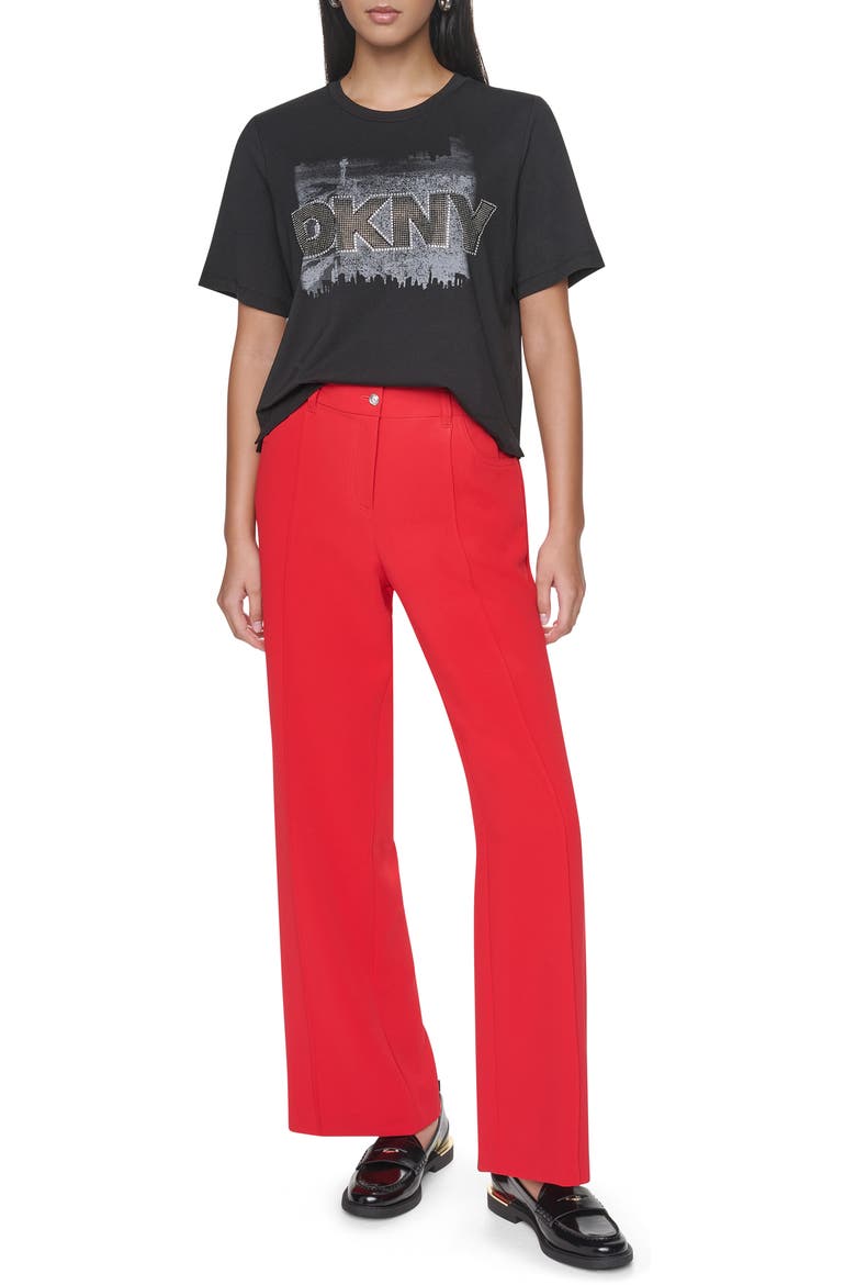 Pintuck Crepe Straight Leg Pants, Alternate, color, VIBRANT RED