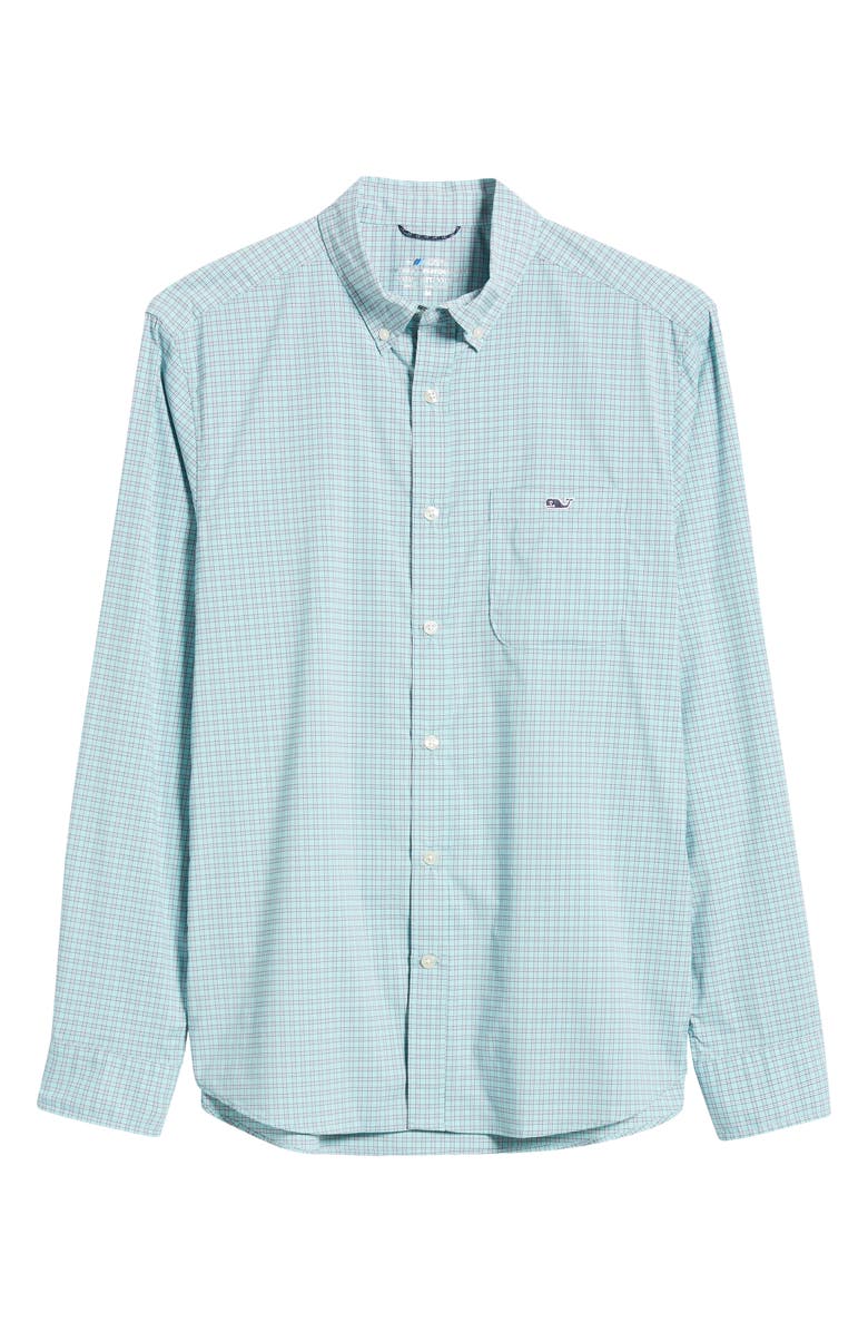 vineyard vines On-The-Go Check Performance Nylon Blend Button-Down Shirt, Alternate, color, 